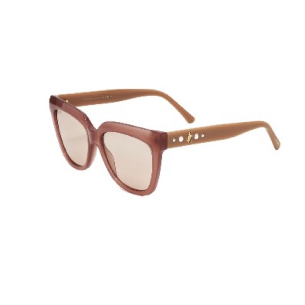 Jimmy Choo JULIEKAS 55mm Sunglasses Pink Crystal Logo Cat Eye NWT